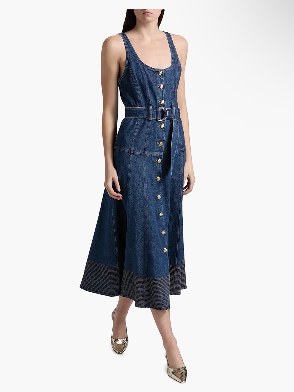 Cinq A Sept Kehlani Denim Belted Midi Dress
